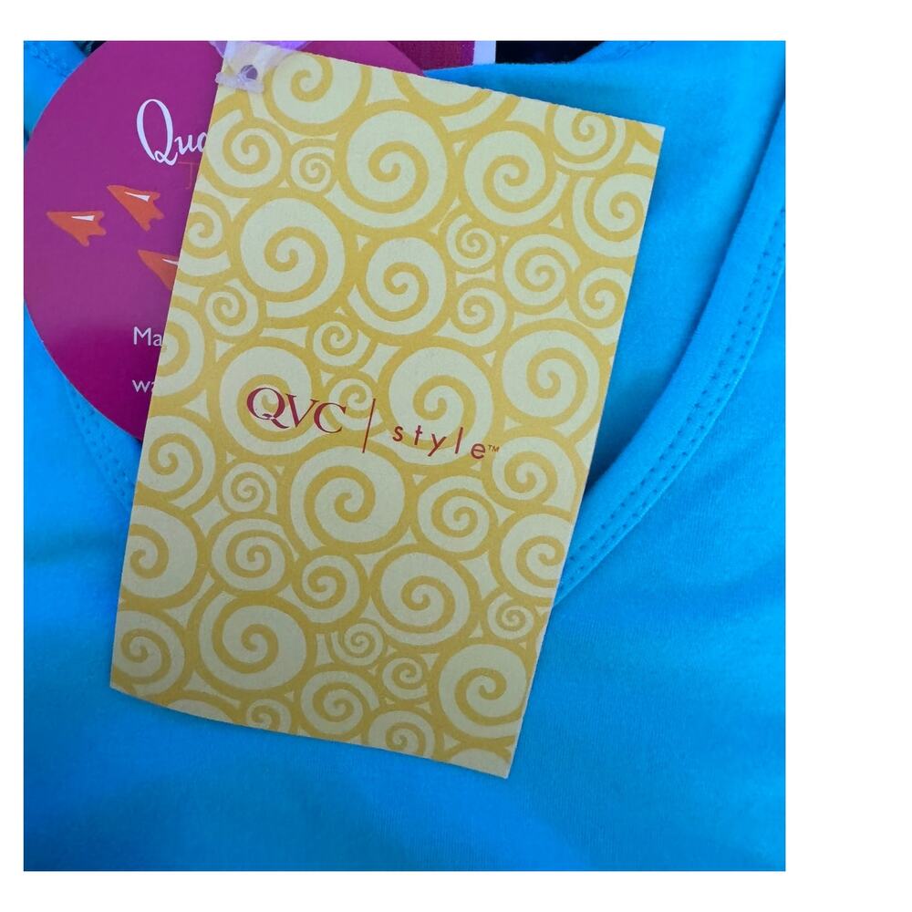 The Quacker Factory XS V Neck Short Sleeve TShirt Beaded NEW NWT Blue - Picture 7 of 13